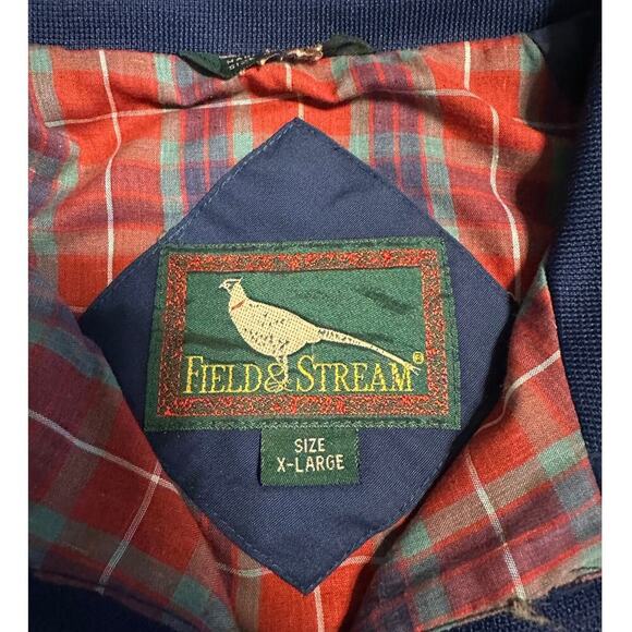 Field & Stream Full Zip Jacket Men's Size XL Plaid Lined Cotton Blend Navy Blue - Picture 4 of 7